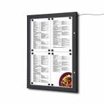 Zewnętrzna gablota na menu czarna 4 x A4 - oświetlenie LED