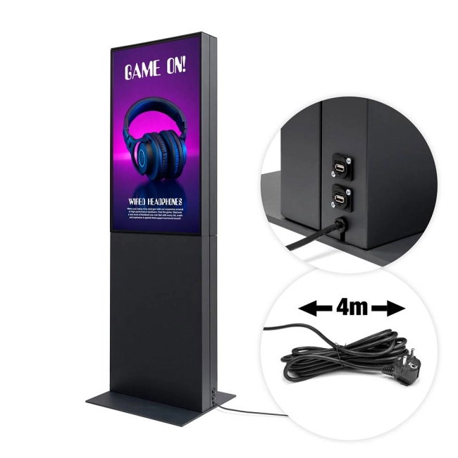 Totem Dwustronny Smart Line Digital z monitorem Samsung - czarny