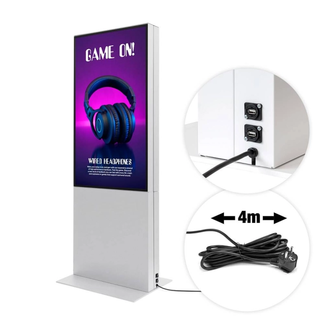 Totem Dwustronny Smart Line Digital z monitorem Samsung - biały