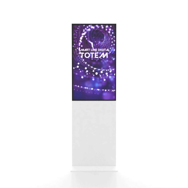 Totem reklamowy 43” LCD – wolnostojący ekran multimedialny biały