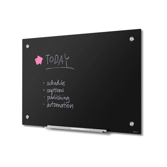 Tablica suchościeralna szklana 90 × 60 cm czarna Scritto®