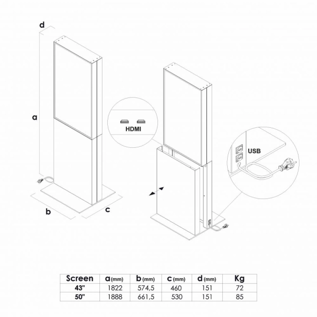 Totem Dwustronny Smart Line Digital z monitorem Samsung - biały