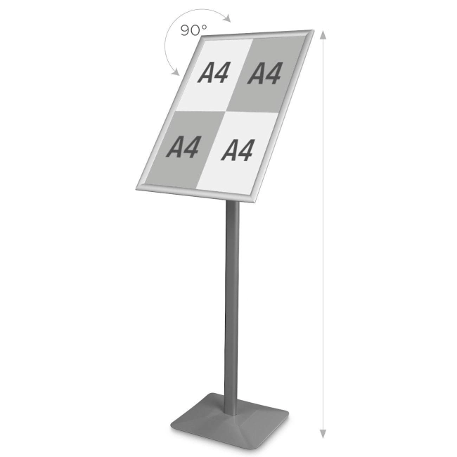 Stojak informacyjny A2 reklamowy na plakat – srebrny