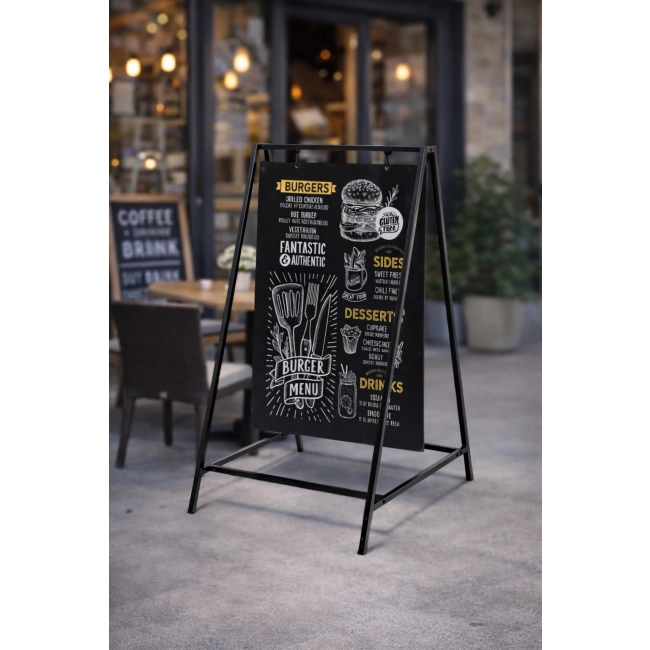 Potykacz kredowy 50x70 cm czarny dwustronny - stojak reklamowy