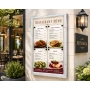 Podświetlana zewnętrzna gablota na menu 4xA4 LED zamontowana przed wejściem do restauracji