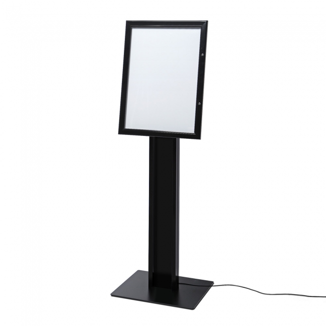 Wolnostojący stojak na menu w kolorze czarnym 4 x A4 - podświetlany LED
