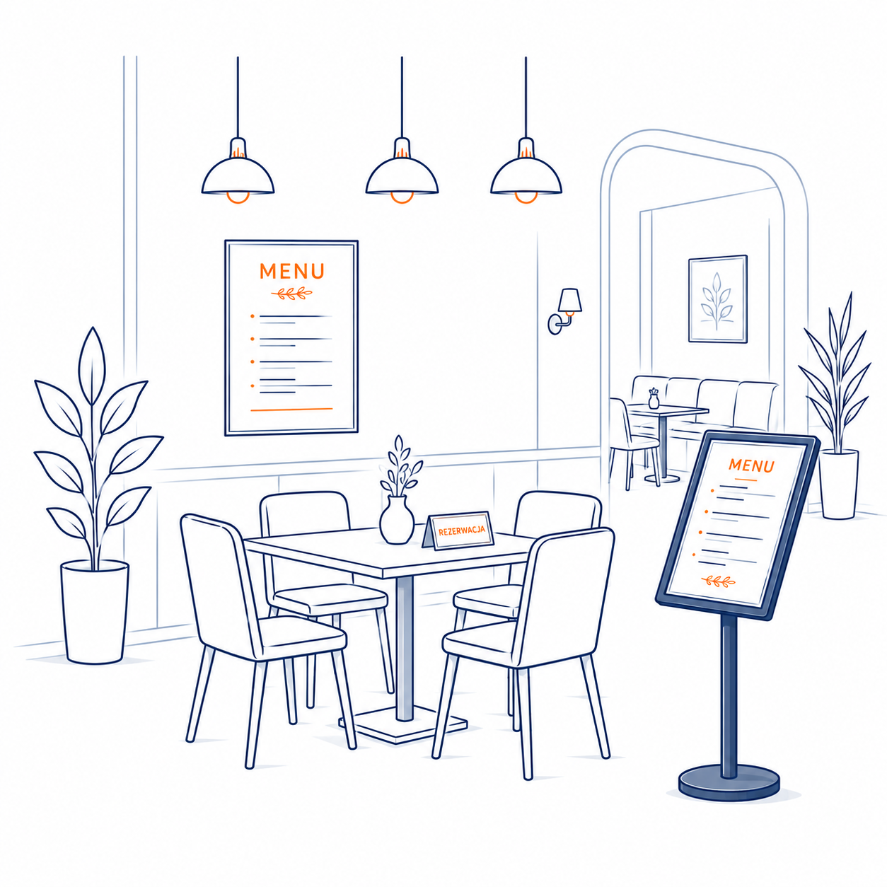 Sala restauracyjna – prezentacja menu i informacji
