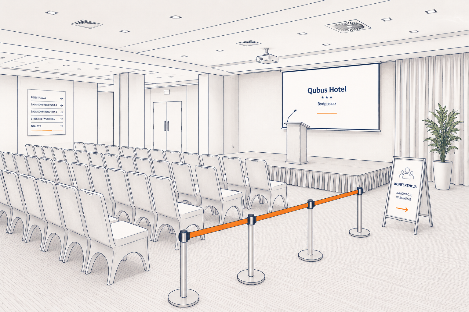 Wyposażenie konferencji – organizacja i oznakowanie sali konferencyjnej