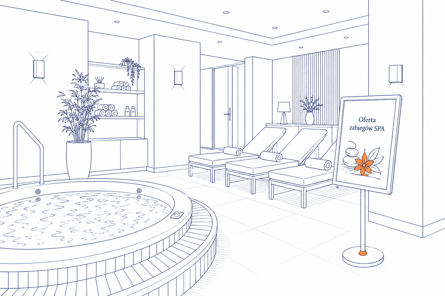 Wyposażenie SPA – stojaki informacyjne i ekspozycyjne w strefie SPA